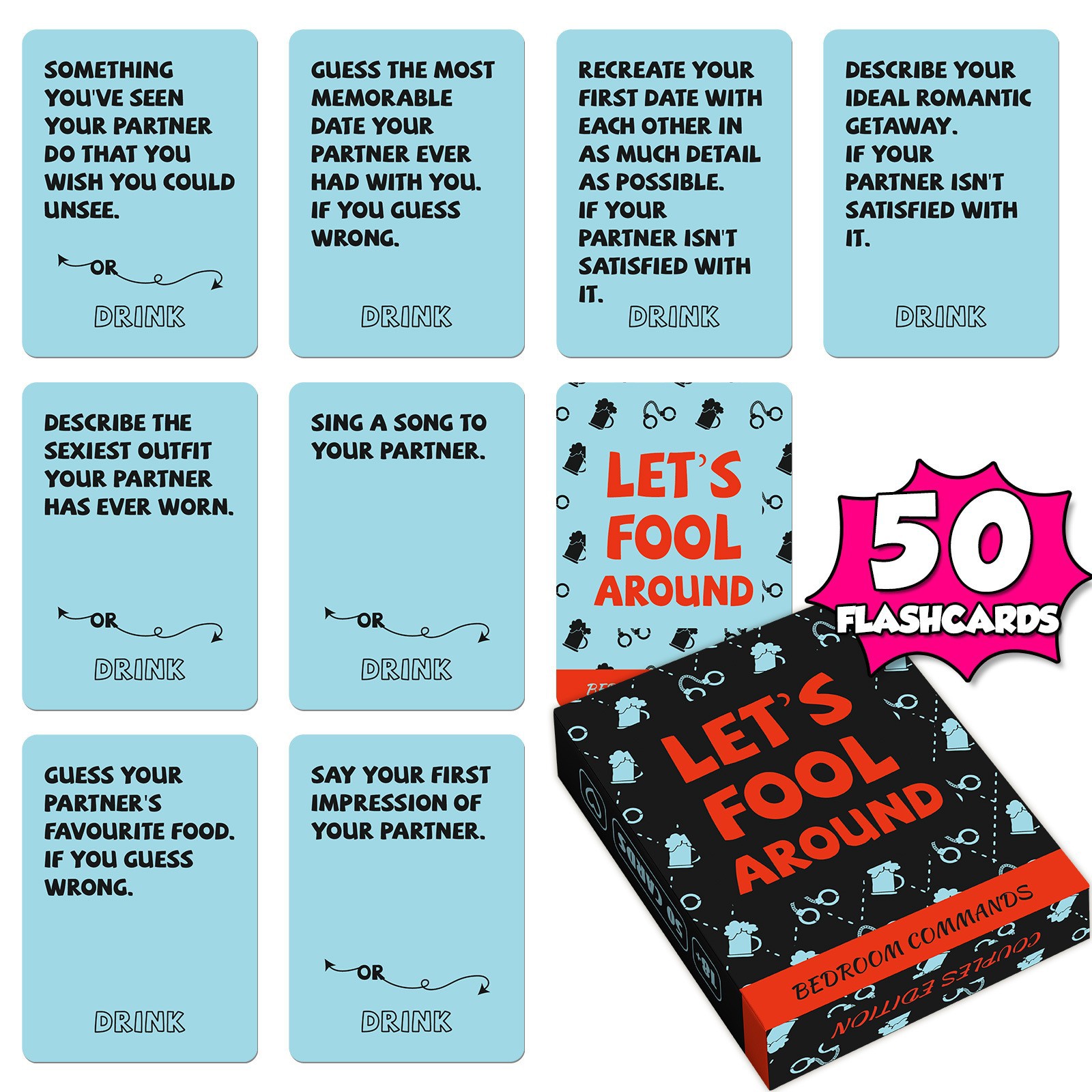 Party Games Questions And Answers - 50Pcs Kartu Permainan Minum untuk Pasangan,