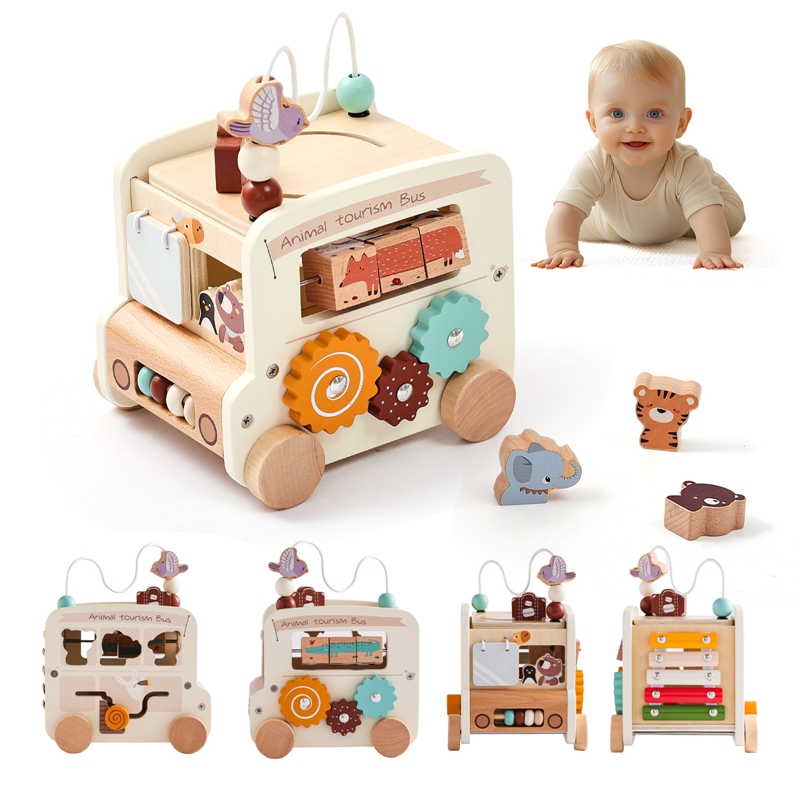 Party Games Bus - Mainan Kayu Montessori untuk Anak, Mainan